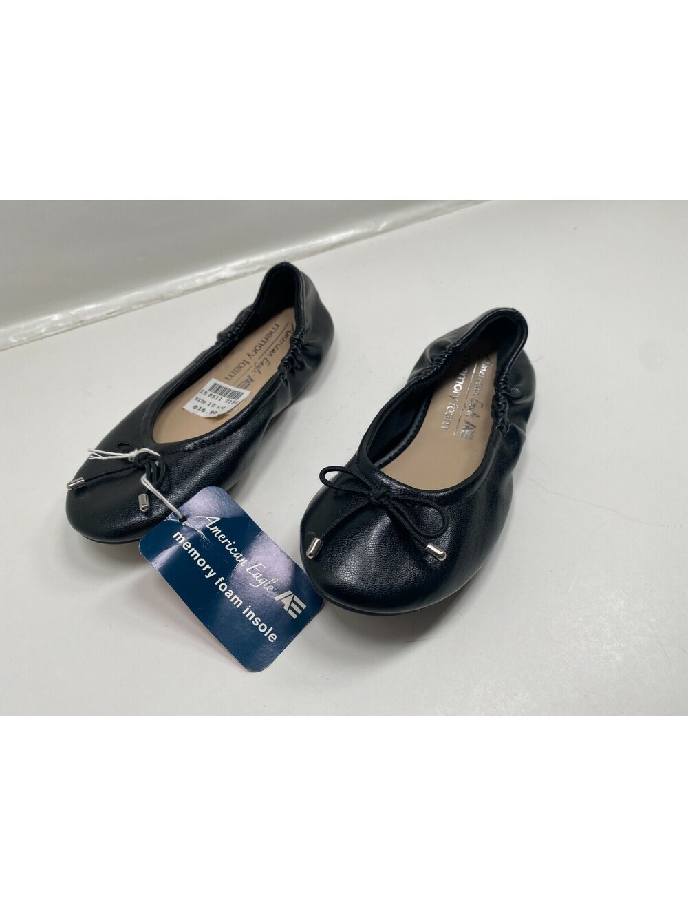 American Eagle ballet flats black shoes youth girls memory foam size 10.5